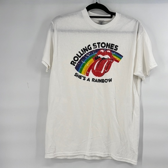 Rolling stone rainbow t shirt band tee size medium tongue out - Picture 1 of 4